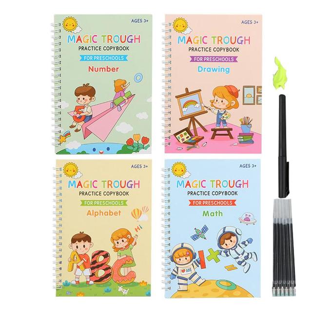 Handwriting Practice Book Writing Practice For Kids Reusable Grooved  Handwriting Workbooks Magic Copybook To Help Children - AliExpress
